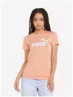 Футболка, PUMA ESS Logo Heather Tee, Женская, размер L; Peach Pink Heather