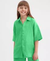 Рубашка муслиновая с коротким рукавом зеленая Button Blue, для девочек, размер 134, мод 123BBGJC22024800