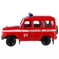 Детская инерционная металлическая машинка Serinity Toys с открывающимися дверями, модель Джип УАЗ Хантер Пожарная охрана