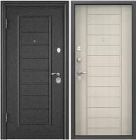 Дверь входная для квартиры Torex Flat-M 860х2050 левый, тепло-шумоизоляция антикоррозийная защита, замки 4-го и 2-го класса защиты, черный/бежевый