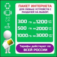 SIM-карта с пакетным интернетом на выбор 10, 30, 40, 50 ГБ для любых устройств по Москве и Московской области/Сим карта интернет/Сим карта