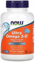 Now Foods Ultra Omega 3-D, Ультра омега 3-D, 90 рыбных капсул