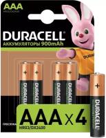 Аккумуляторные батарейки DURACELL AAA/HR03/DX2400 900mAh Ni-MH, 4шт