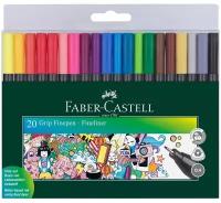 Капиллярные ручки Faber-Castell Grip finepen, 20 цветов, 0,4 мм, трехгранные