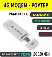 USB Модем 4g LTE роутер до 150 мб/с Мегафон/Билайн/МТС/ Теле2 не работает с Yota