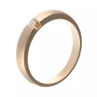 Кольцо обручальное JV желтое золото, 585 проба, бриллиант, размер 22