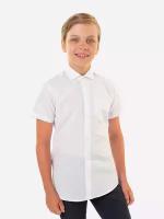Рубашка для мальчика школьная с коротким рукавом хлопок HappyFox, HF1002MBL размер 152, цвет белый