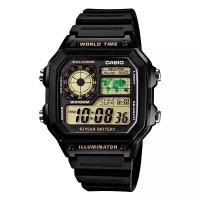 Наручные часы CASIO AE-1200WH-1B, черный, зеленый