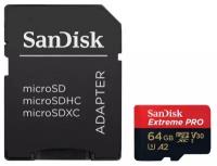 Карта памяти SanDisk Extreme Pro microSDXC 64GB UHS-I A2 V30 U3 R200/W90MB/s (SDSQXCU-064G-GN6MA)