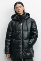 Куртка из экокожи женская Befree стеганая с капюшоном и воротником 2341080120-50-L черный размер L