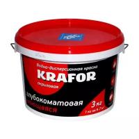 Краска водно-дисперсионная интерьерная моющаяся Krafor, глубокоматовая, 3 кг, белая