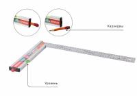 Угольник с уровнем и карандашом, 400мм, стальной, серия Кулибин, Sturm!