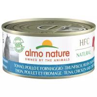 Влажный корм для кошек Almo Nature HFC Natural, с тунцом, с курицей, с сыром 150 г (кусочки в соусе)