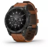 Garmin EPIX (Gen 2) Sapphire титановый черный с коричневым кожаным ремешком 010-02582-30