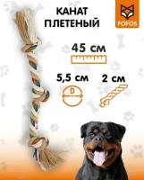 Канат для собак с тремя узлами / Веревка (грейфер) тягалка для перетягивания с собакой (для зубов) FOFOS Flossy 3 Knots Rope Toy