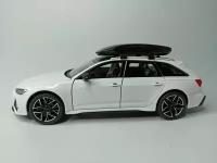 Коллекционная машинка игрушка металлическая Audi RS6 Avant с багажником для мальчиков масштабная модель 1:24 белая