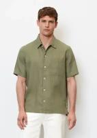 Рубашка Marc O'Polo, повседневный стиль, прямой силуэт, короткий рукав, карманы, однотонная, размер XL, белый