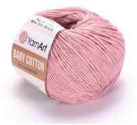 Пряжа для вязания YarnArt Baby Cotton (Бэби Коттон) - 1 моток 413 пудра, для детских вещей и амигуруми, 50% хлопок, 50% акрил, 165 м/50 г