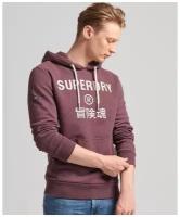 Худи Superdry, силуэт прямой, средней длины, размер S, бордовый