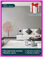 Наклейка интерьерная для декора на стену цветущее дерево