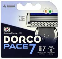 Сменные кассеты Dorco PACE7 (4 кассеты), 7-лезвийные, увл.полоса, крепление PACE