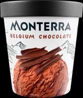 Мороженое MONTERRA Belgium Chocolate, сливочное с бельгийским шоколадом и шоколадным соусом 17,3%, без змж, картонный стакан, 276г