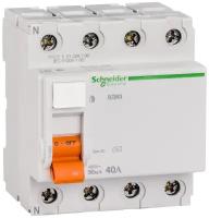 Устройство защитного отключения (УЗО) Schneider Electric Выключатель дифференциального тока (УЗО) 4п 40А 30мА тип AC ВД63 Домовой SchE 11463