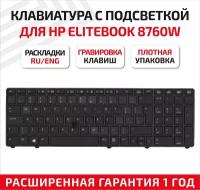 Клавиатура для ноутбука HP Elitebook 8760W 8770W серая с указателем без подстветки