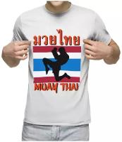 Мужская футболка «MUAY THAI (тайский бокс)» (XL, черный)