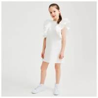MINAKU Платье для девочки MINAKU: Cotton Collection цвет белый, рост 134
