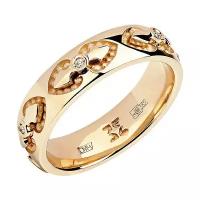 Кольцо обручальное Эстет красное золото, 585 проба, бриллиант
