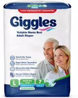Подгузники для взрослых Giggles Мега Упаковка 7шт в упаковке, размер L, обхват талии 100-150