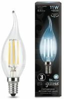 Светодиодная лампа Gauss LED Filament E14 11W 750lm 4100K свеча на ветру