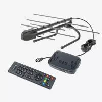 Комплект (ТВ приставка + комнатная направленная антенна) бесплатного цифрового телевидения РЭМО DVB-T2