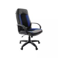 Кресло офисное BRABIX Strike EX-525, экокожа черная, ткань черная/синяя, TW, 531380