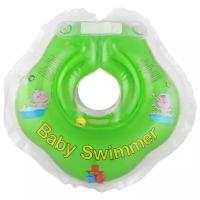 Круг на шею Baby Swimmer с погремушкой, зеленый