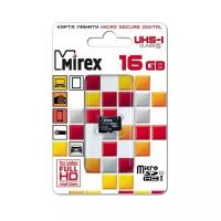 Карта памяти Mirex microSDHC 16 ГБ Class 10, V10, A1, UHS Class 1, R/W 104/45 МБ/с, 1 шт., черный