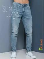 Джинсы зауженные MkJeans, размер 30, голубой