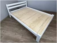 Кровать двуспальная Мишка усиленная из массива сосны со сплошным основанием, 200х160 см (габариты 210х170), цвет белый