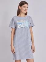 Платье-футболка из хлопка с принтом, цвет Молоко, размер M