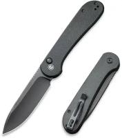 Нож складной Civivi C2103A Button Lock Elementum, Black Stonewashed 14C28N Blade, Black G10 Handle