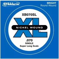 XB070SL Nickel Wound Отдельная струна для бас-гитары, никелированная, .070, Super Long, D'Addario