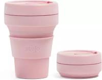 Складной силиконовый стакан с крышкой STOJO 355 мл., цвет розовый