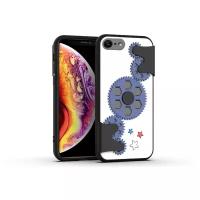 Чехол силиконовый для iPhone SE 2020 / 7 / 8 Spinner series (антистресс) белый с синим