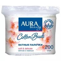 Ватные палочки Aura Beauty Cotton buds, мультиколор, 200 шт., пакет