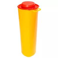 Ёмкость-контейнер для сбора острого инструмента 1,5 литра с иглосъемником 29 см желтый