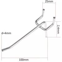 Крючок одинарный для металлической перфорированной панели, L=10, d=4, шаг 25