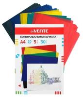 Бумага копировальная (копирка) А4, 50 листов, deVENTE, 5 цветов: красный, жёлтый, зеленый, синий, чёрный