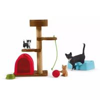 Игровой набор Schleich Комплекс с кошкой и котятами 42501, 8 дет