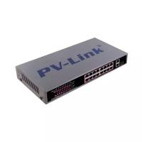 PV-POE16G2F1 PV-Link v.2038 - 19 портовый коммутатор 16хРоЕ 802.3af/at 10/100 Мбит/с, 2 LAN 1 Гбит/с, 1xSFP, выход суммарно 250 Вт